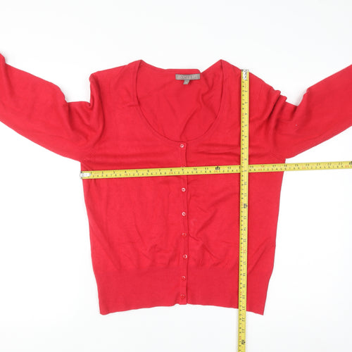 Avenue Women's Red Size 14 Scoop Neck Button Cardigan