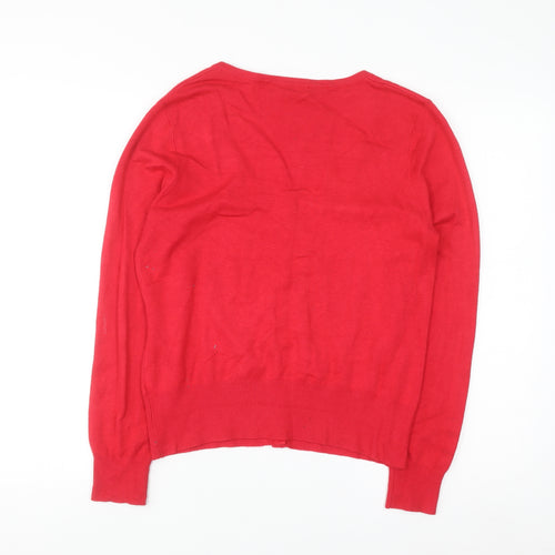 Avenue Women's Red Size 14 Scoop Neck Button Cardigan