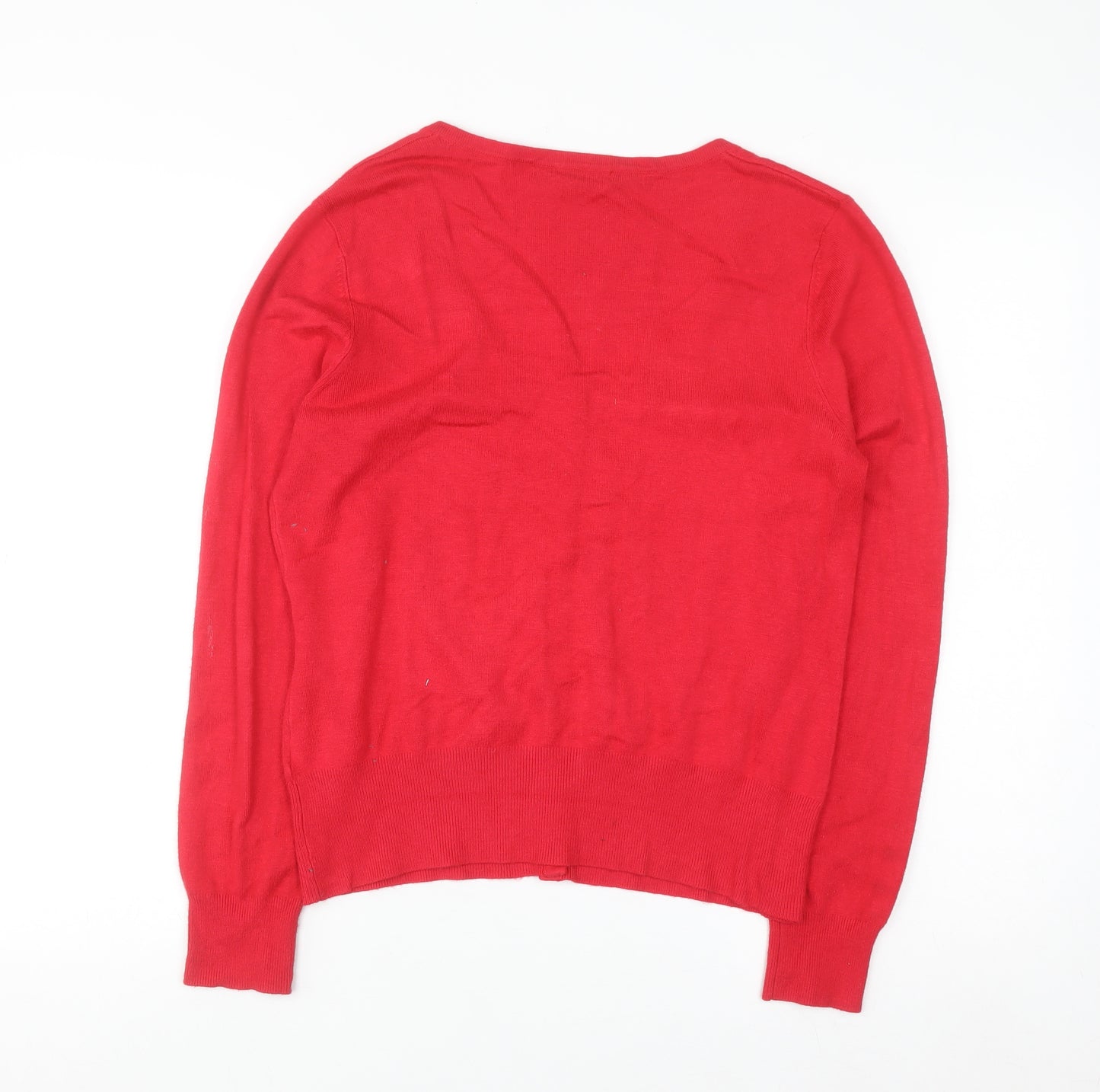 Avenue Women's Red Size 14 Scoop Neck Button Cardigan