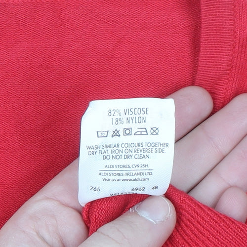Avenue Women's Red Size 14 Scoop Neck Button Cardigan