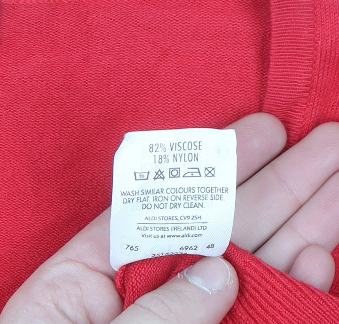 Avenue Women's Red Size 14 Scoop Neck Button Cardigan