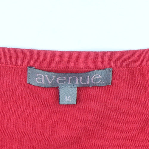 Avenue Women's Red Size 14 Scoop Neck Button Cardigan
