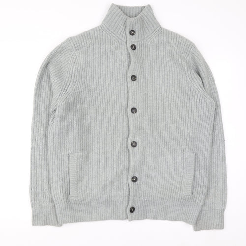 Marks and Spencer Men's Grey Wool Blend Button Cardigan L Regular