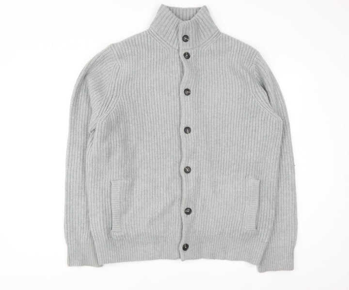 Marks and Spencer Men's Grey Wool Blend Button Cardigan L Regular