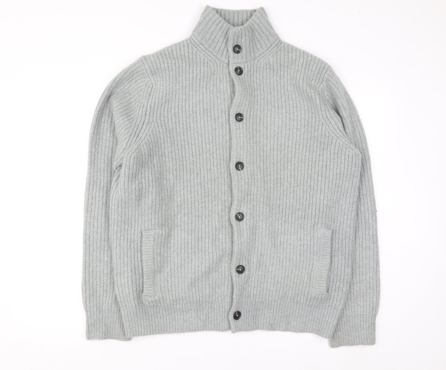 Marks and Spencer Men's Grey Wool Blend Button Cardigan L Regular