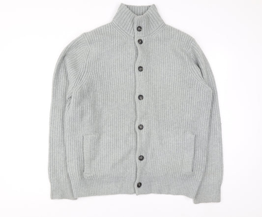 Marks and Spencer Men's Grey Wool Blend Button Cardigan L Regular