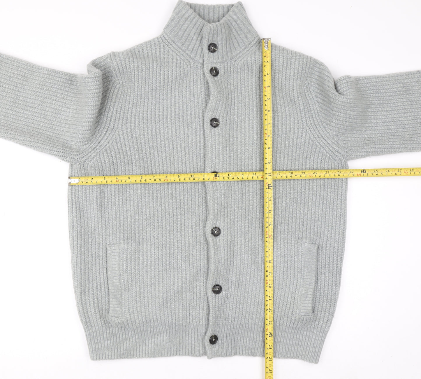 Marks and Spencer Men's Grey Wool Blend Button Cardigan L Regular