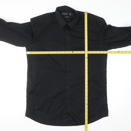 Primark Men's Black Regular Fit Long Sleeve Button-Up Shirt M 15.5in