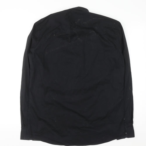 Primark Men's Black Regular Fit Long Sleeve Button-Up Shirt M 15.5in