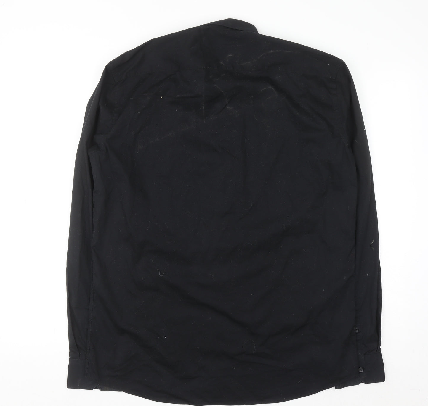 Primark Men's Black Regular Fit Long Sleeve Button-Up Shirt M 15.5in