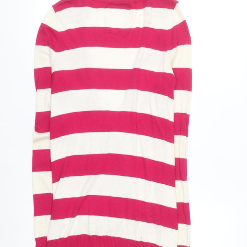 Hollister Women Pink Stripe Long Sleeve Cardigan M Classic Knit