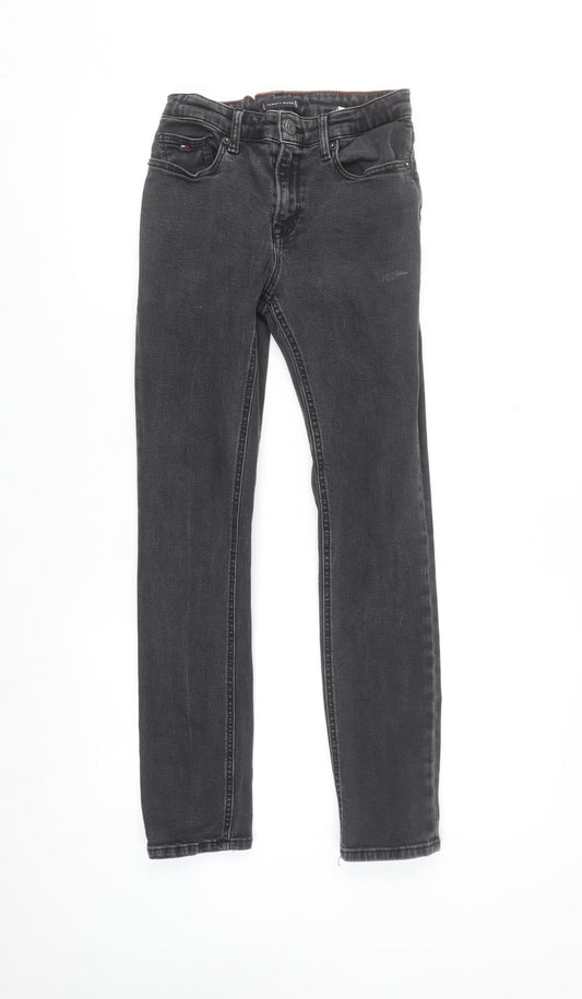 Tommy Hilfiger Boys Black Slim Fit Jeans Size 12 Years Cotton Blend Denim
