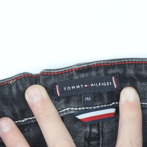 Tommy Hilfiger Boys Black Slim Fit Jeans Size 12 Years Cotton Blend Denim