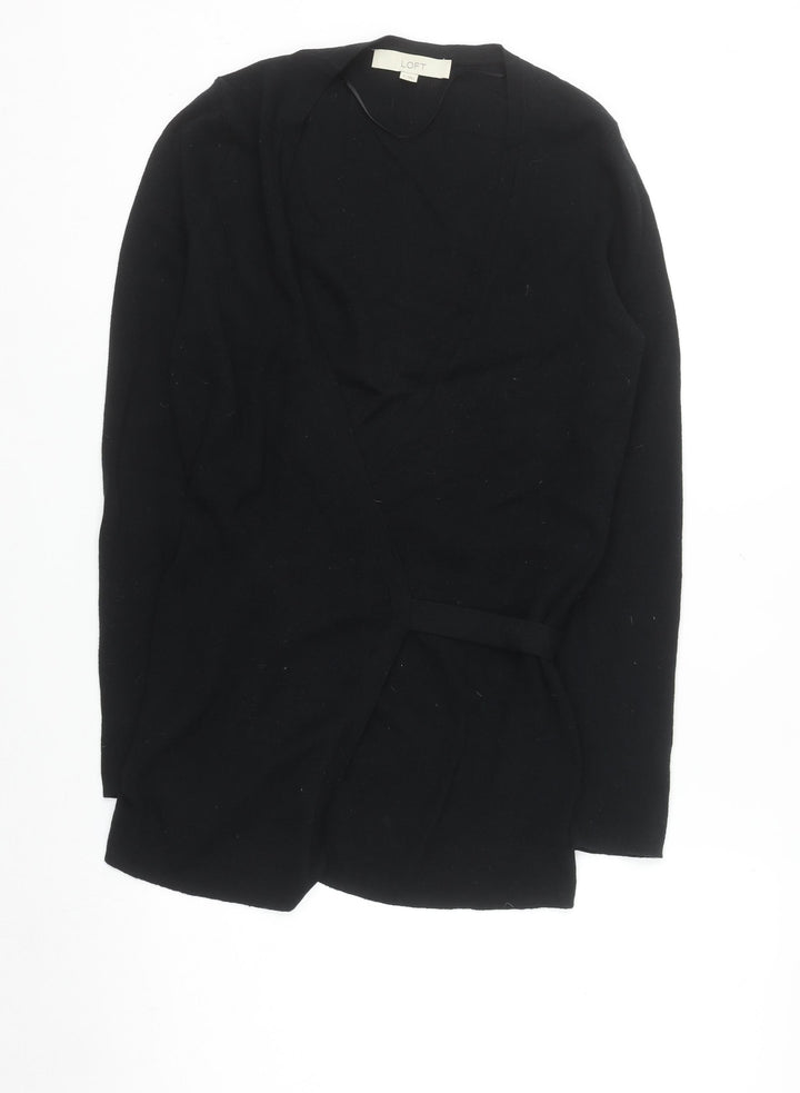 LOFT Women's Black Cotton Wrap Cardigan Size S Long Sleeve