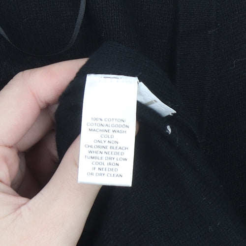 LOFT Women's Black Cotton Wrap Cardigan Size S Long Sleeve