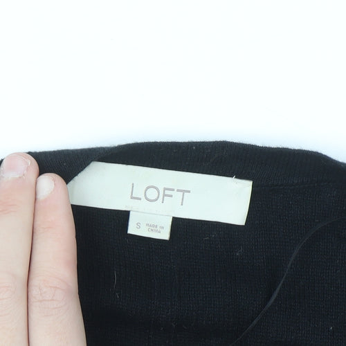 LOFT Women's Black Cotton Wrap Cardigan Size S Long Sleeve