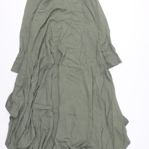 Apricot Women Green Hi-Low Shirt Dress Size 10 Long Sleeve Viscose