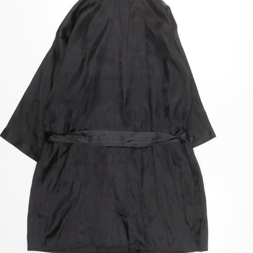 Boohoo Women’s Black Satin Kimono Robe Belted M Lightweight Nightwear