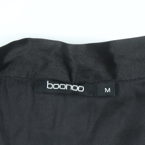 Boohoo Women’s Black Satin Kimono Robe Belted M Lightweight Nightwear