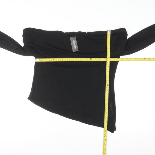 Boohoo Women’s Black Plus Size 22 Off Shoulder Cropped Jersey Top