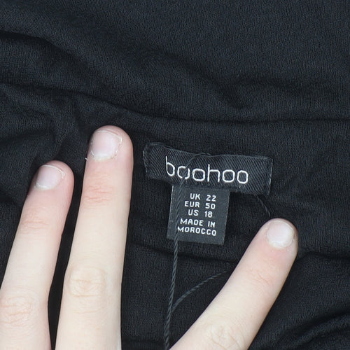 Boohoo Women’s Black Plus Size 22 Off Shoulder Cropped Jersey Top