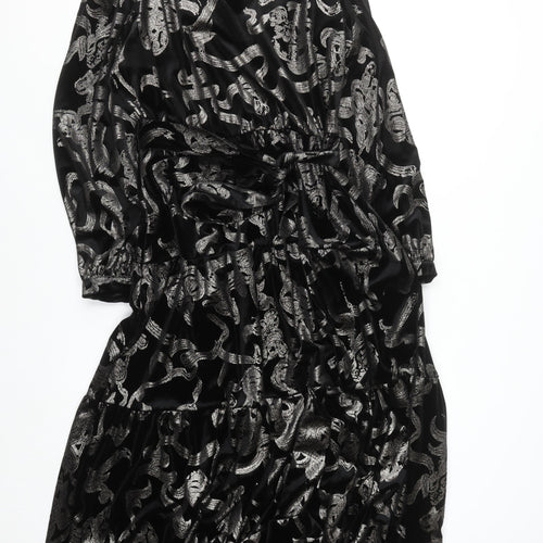 Gallery Women’s Black Pewter Velvet Midi Dress UK 16