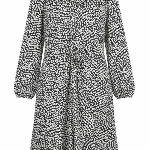 Lipsy Women’s Black Animal Print Wrap Gown Dress UK 12