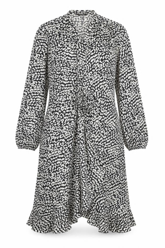 Lipsy Women’s Black Animal Print Wrap Gown Dress UK 12
