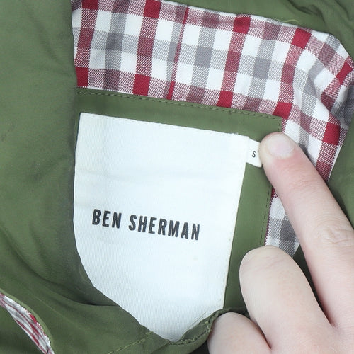 Ben Sherman Men's Green Mid-Length Trench Coat Size S