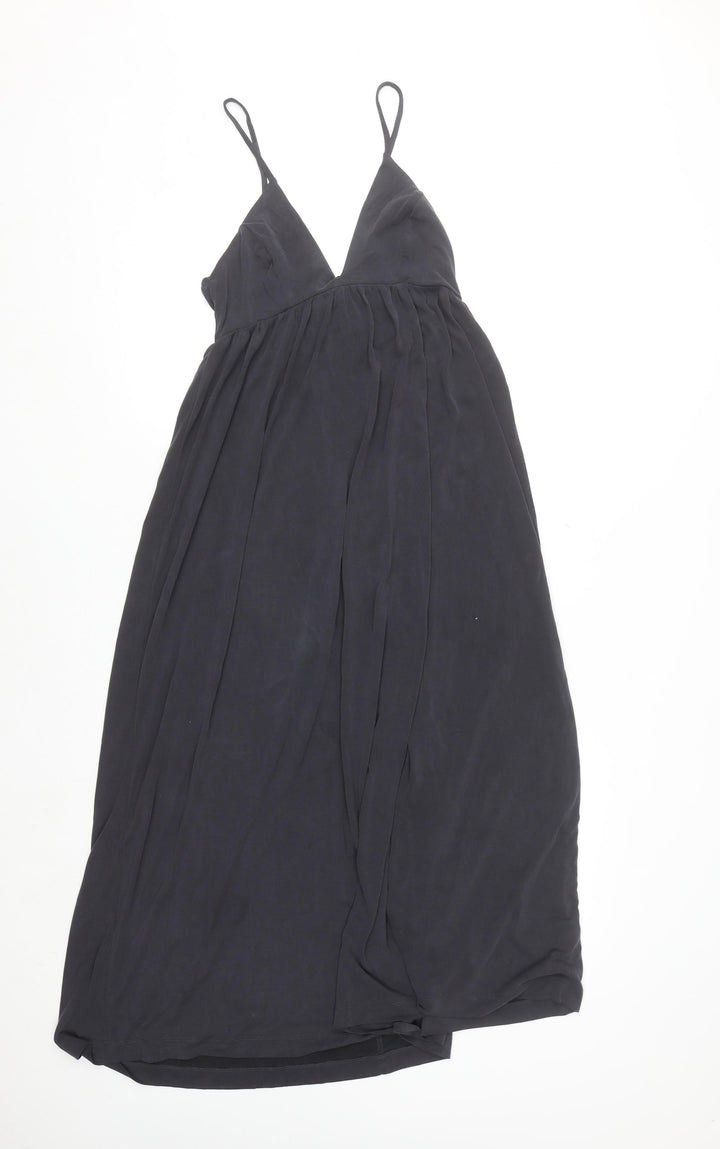 Urban Outfitters Women Black XS V-Neck Long Slip Dress