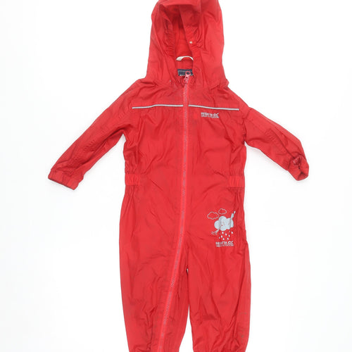 Regatta Great Outdoors Red Unisex Baby 12-18M Waterproof Hooded Snowsuit