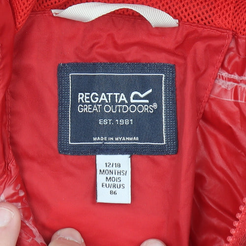 Regatta Great Outdoors Red Unisex Baby 12-18M Waterproof Hooded Snowsuit