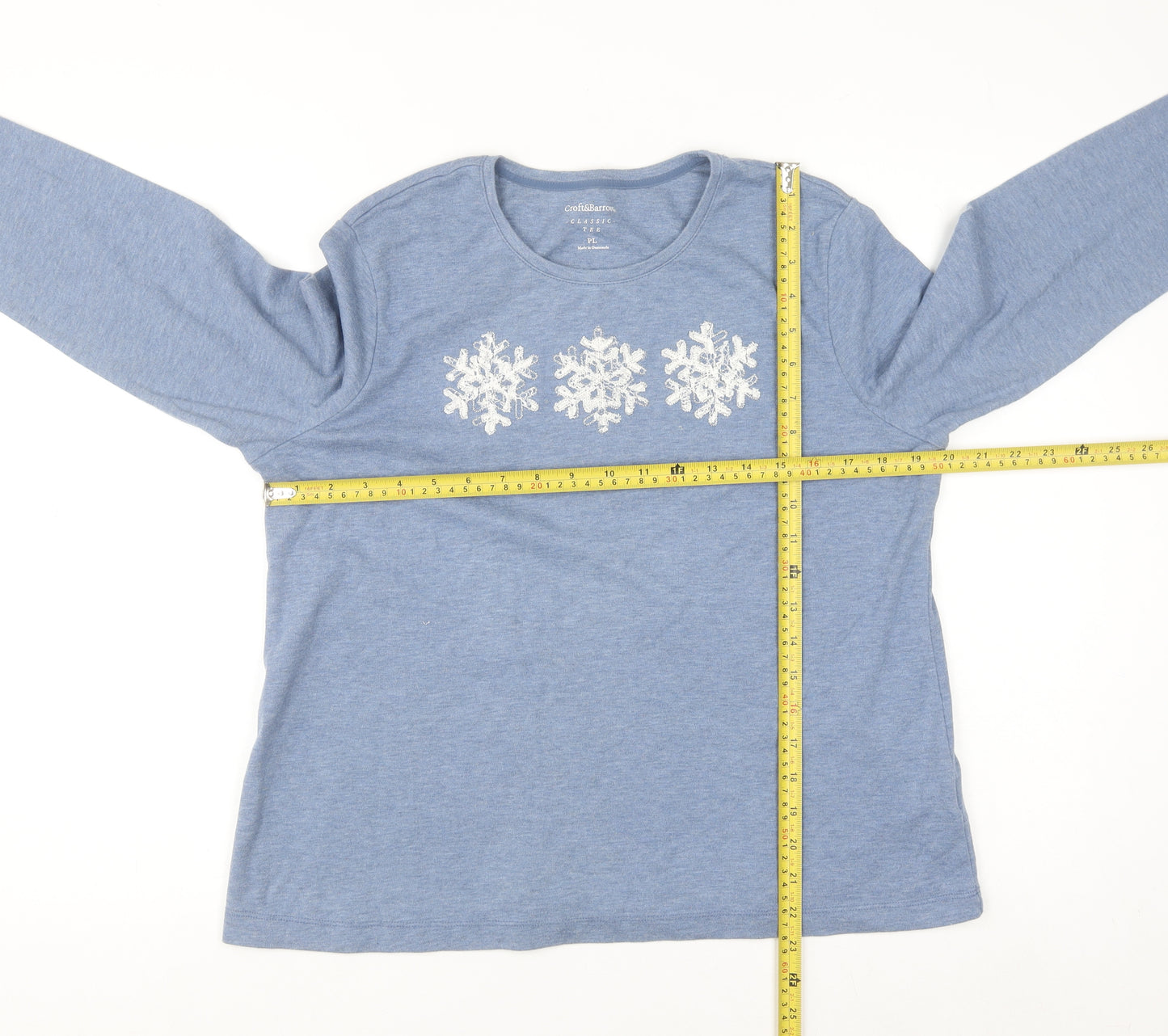 Croft & Barrow Women Blue Petite L Long Sleeve Christmas Pyjama Top