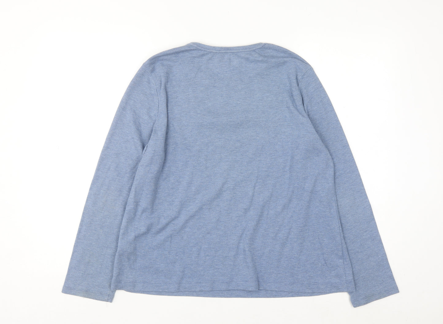 Croft & Barrow Women Blue Petite L Long Sleeve Christmas Pyjama Top