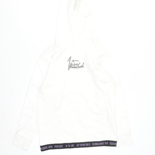 Zara Teens White Pullover Hoodie with Logo Graphic Size 10