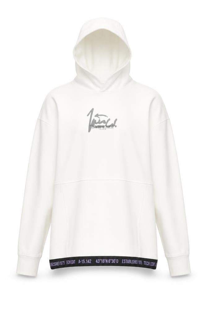 Front view of Zara Teens White Pullover Hoodie with Logo Graphic, size 10