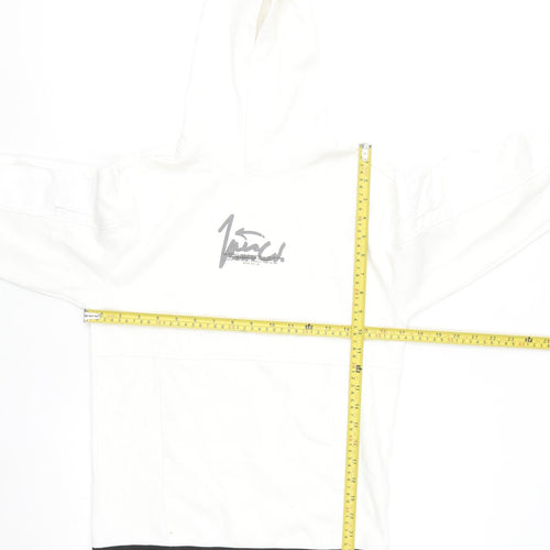 Zara Teens White Pullover Hoodie with Logo Graphic Size 10