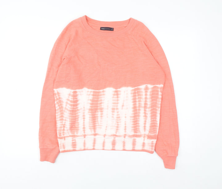 Marks and Spencer Women Orange Tie-Dye Cotton Sweatshirt Size 10