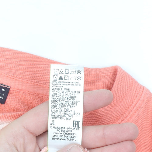 Marks and Spencer Women Orange Tie-Dye Cotton Sweatshirt Size 10
