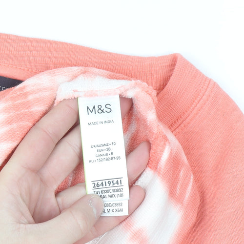 Marks and Spencer Women Orange Tie-Dye Cotton Sweatshirt Size 10