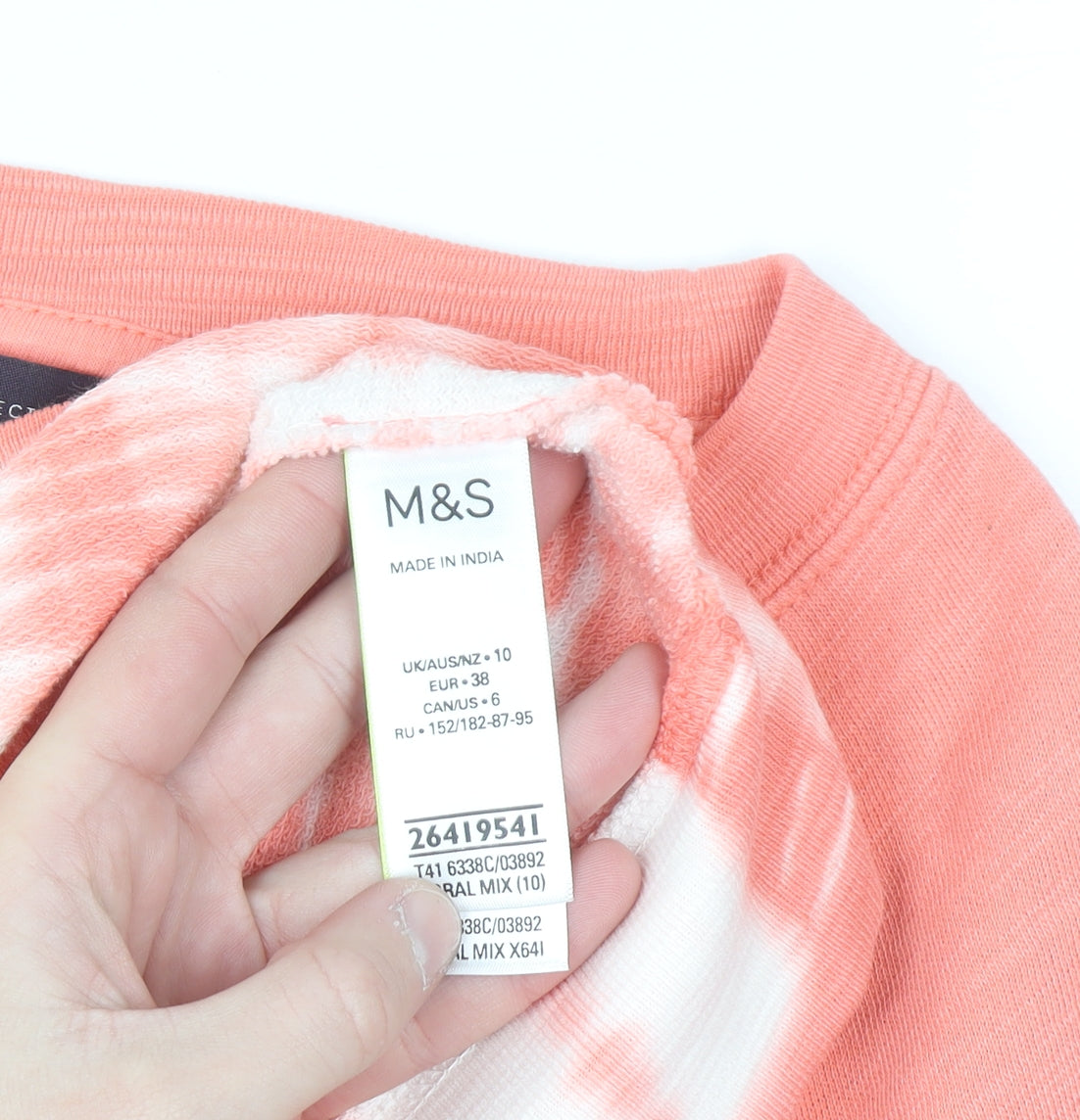 Marks and Spencer Women Orange Tie-Dye Cotton Sweatshirt Size 10