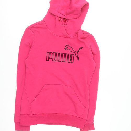 Puma Women's Pink Pullover Hoodie Size 10 with Logo Design