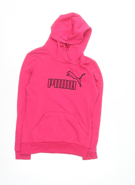 Puma Women's Pink Pullover Hoodie Size 10 with Logo Design