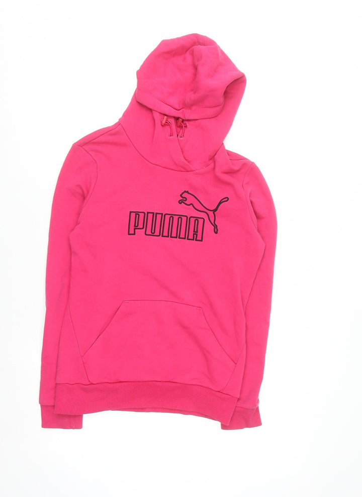 Puma Women's Pink Pullover Hoodie Size 10 with Logo Design