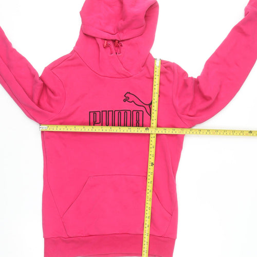 Puma Women's Pink Pullover Hoodie Size 10 with Logo Design