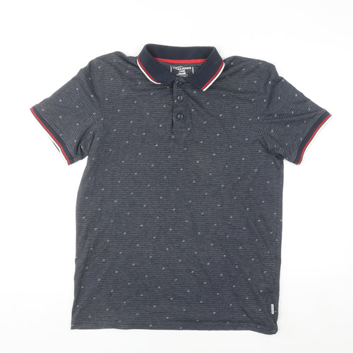 Jack & Jones Men's Blue Slim Fit Polo Shirt Size L