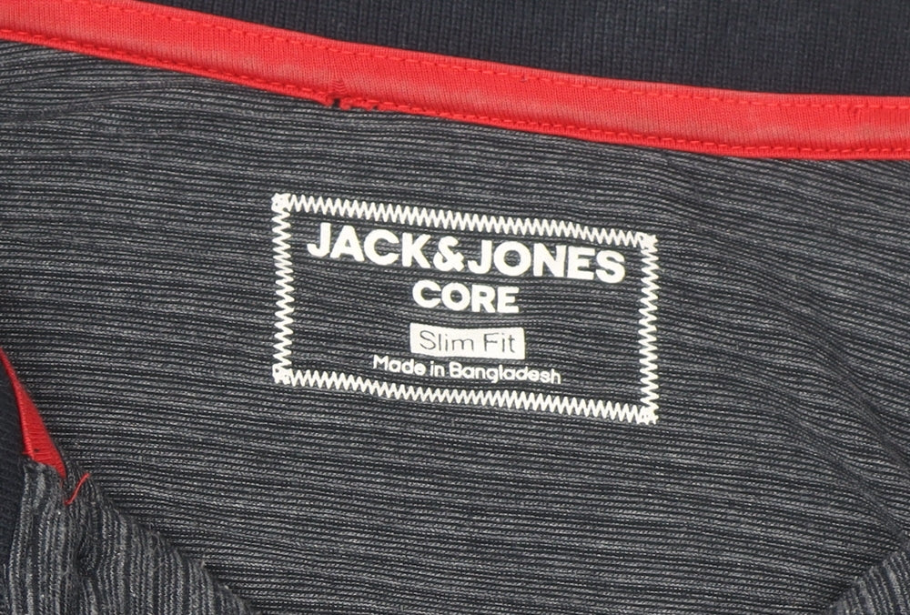 Jack & Jones Men's Blue Slim Fit Polo Shirt Size L