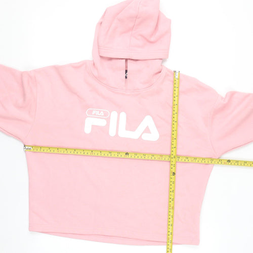 FILA Women’s Pink Logo Pullover Hoodie Size M Hooded Sweatshirt