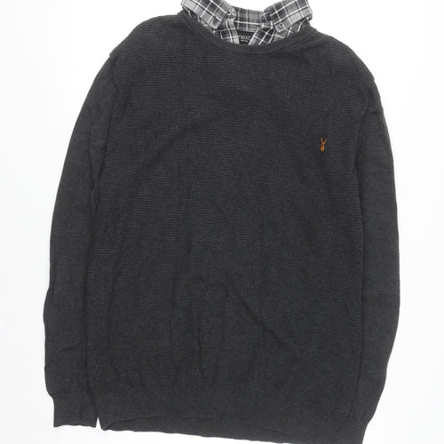 Next Men’s Grey Cotton Waffle-Knit Jumper XL Crew Neck