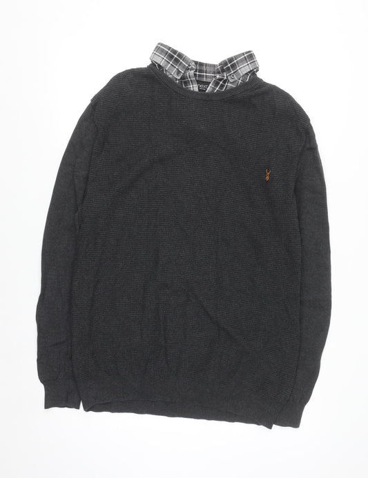 Next Men’s Grey Cotton Waffle-Knit Jumper XL Crew Neck